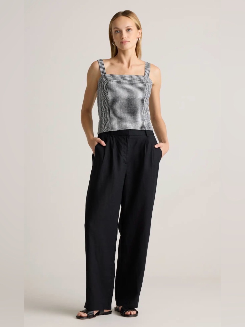 NWT QUINCE 100% European Linen Fitted Tank, Size M